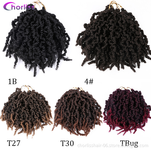 Wholesale Ombre 10inch Pre-twisted Spring Twist Hair Short Curly Bomb Passion Twist Crochet Braiding Synthetic Hair